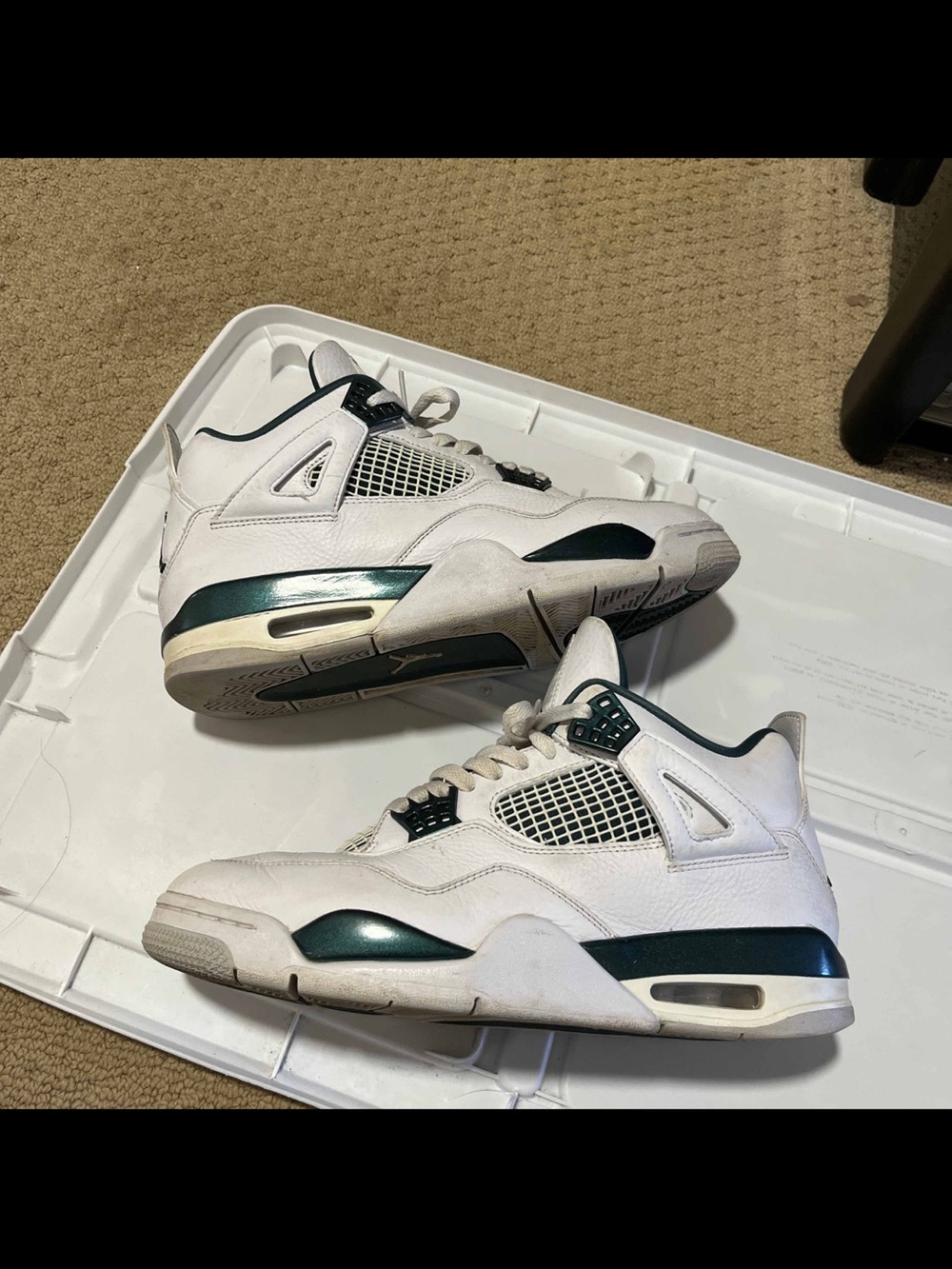 Nike Air Jordan 4 Men's Size 9 'Oxidized Green' Retro, White/Neutral Grey